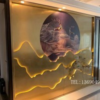 裝飾不銹鋼格柵價格定做客廳金屬隔斷玄關(guān)柜廠家